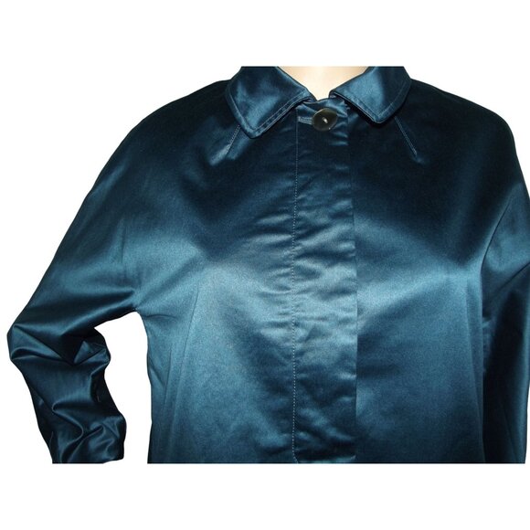 J.Jill Jacket Womens Size Small Teal Blazer formal Cropped Stretch Cotton Satin - Picture 7 of 11